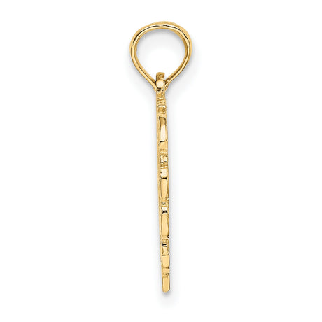 14k Yellow Gold Heart Pendant with Script Letter C, Filigree Monogram Charm