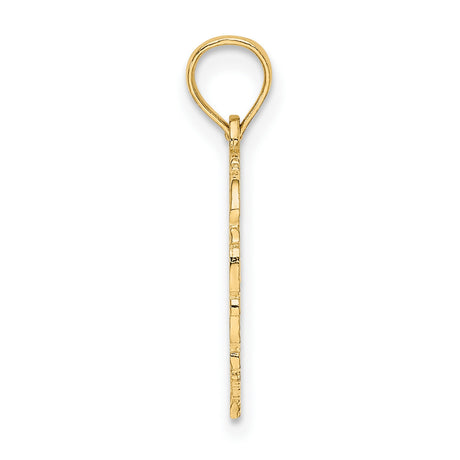 14k Yellow Gold Heart Pendant with Script Letter D, Filigree Monogram Charm for Women