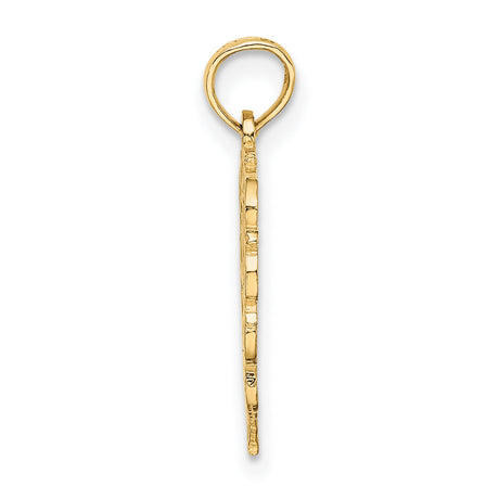 14k Yellow Gold Heart Pendant with Script Letter G and Filigree Scrollwork Design