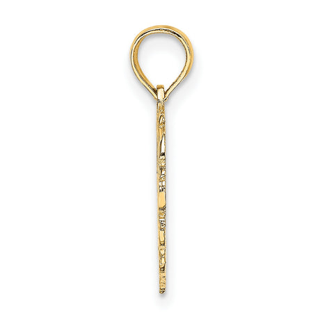 14k Yellow Gold Heart Pendant with Script Letter M, Ornate Filigree Design