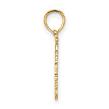 14k Yellow Gold Heart Shaped Letter J Pendant, Filigree Script Monogram Charm for Women