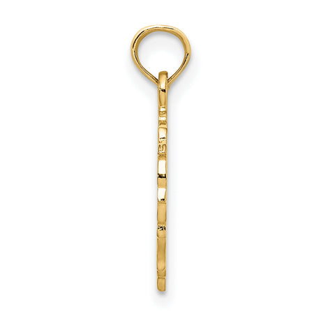 14k Yellow Gold Pendant with Openwork Heart and Teddy Bear Design for Women