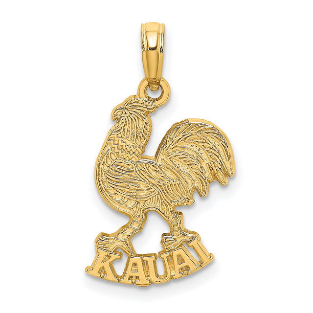 14k Yellow Gold Rooster Pendant, Hawaiian Style Symbolizing Pride and Island Culture