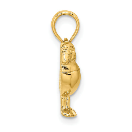 14k Yellow Gold Puffin Bird Pendant, Nature Inspired Animal Charm for Women or Unisex Wear