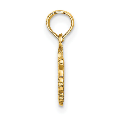 14k Yellow Gold Pendant with Heart Shape and Detailed Tiger Face Design