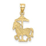 14k Yellow Gold Carousel Horse Pendant, Vintage Merry-Go-Round Animal Charm Jewelry for Women