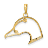 14k Yellow Gold Duck Head Pendant Charm, Minimalist Openwork Bird Design, Nature and Wildlife Theme