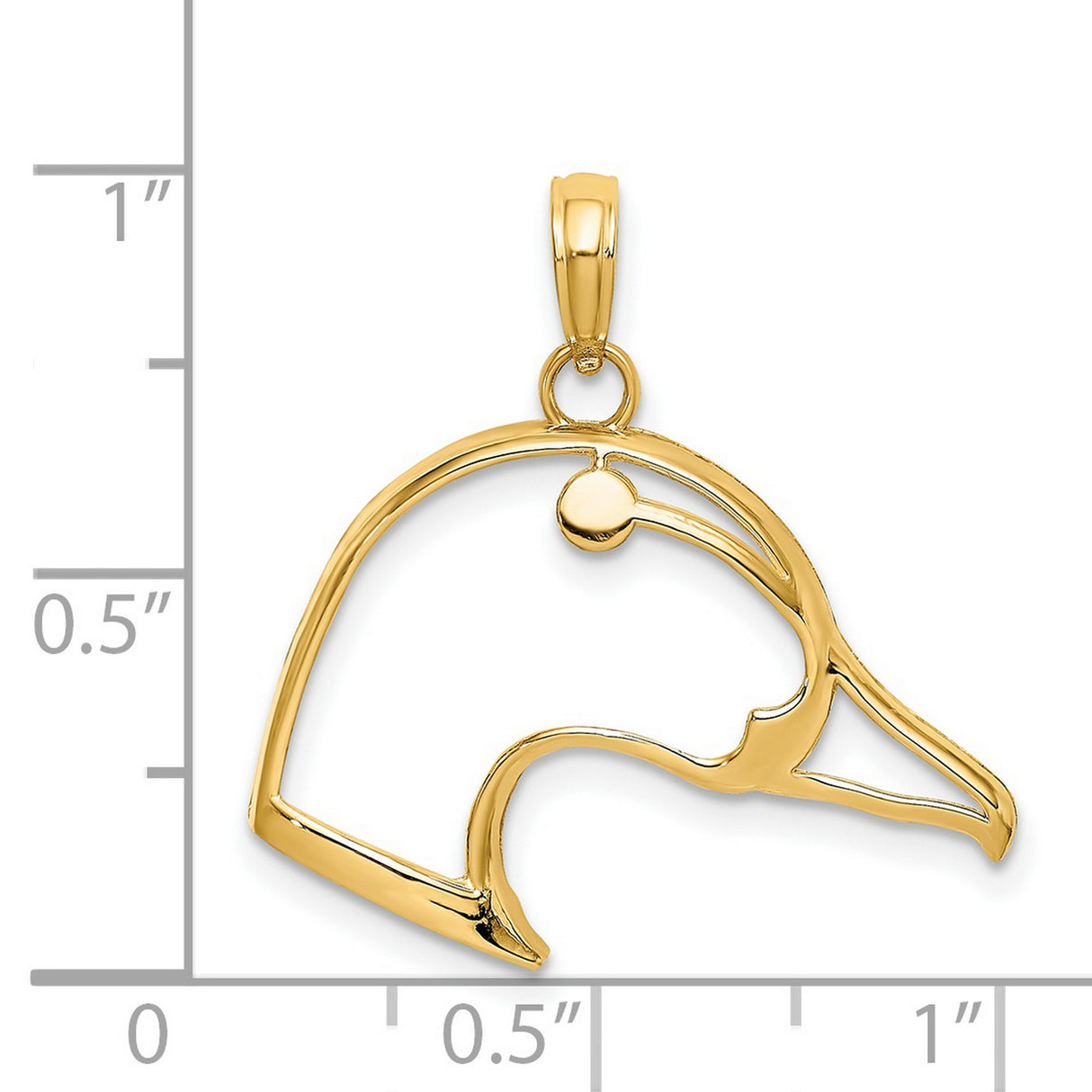 14k Yellow Gold Duck Head Pendant Charm, Minimalist Openwork Bird Design, Nature and Wildlife Theme