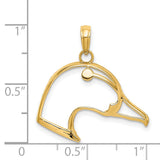 14k Yellow Gold Duck Head Pendant Charm, Minimalist Openwork Bird Design, Nature and Wildlife Theme