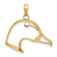 14k Yellow Gold Duck Head Pendant Charm, Minimalist Openwork Bird Design, Nature and Wildlife Theme