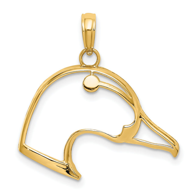 14k Yellow Gold Duck Head Pendant Charm, Minimalist Openwork Bird Design, Nature and Wildlife Theme