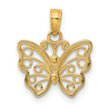 14k Yellow Gold Butterfly Pendant with Openwork Wings and Loop Detailing