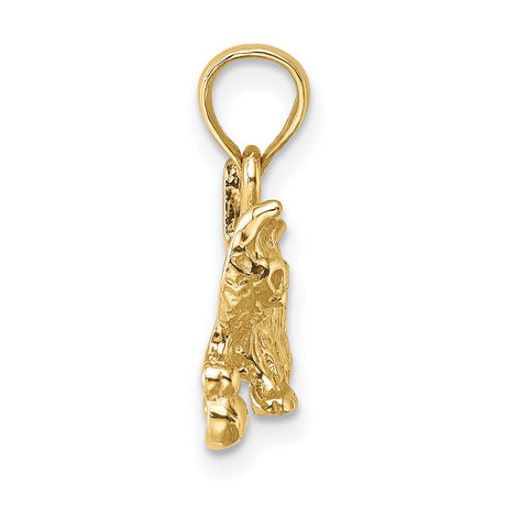 Cat with Ball Charm Pendant in Real 14k Yellow Gold