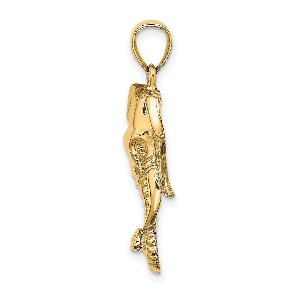 14k Yellow Gold Elephant Head Pendant with Curled Trunk and Detailed Ears