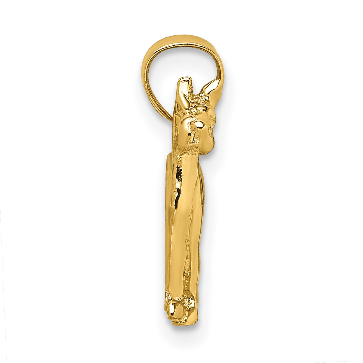 14k Yellow Gold Great Dane Dog Pendant with Detailed Silhouette for Women or Unisex Wear