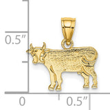 14k Yellow Gold Cow Pendant with Detailed Bull Ox Design, Zodiac Jewelry for Taurus