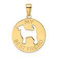 14k Yellow Gold Dog Lover Pendant with Cutout Dog Silhouette and MY FRIEND Engraving