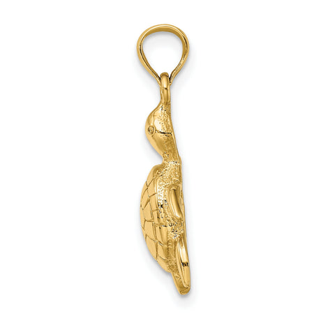 14k Yellow Gold Sea Turtle Pendant, Marine Animal Charm, Nature-Inspired Theme for Women or Unisex Wear