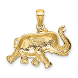 14k Yellow Gold Elephant Pendant, Detailed Animal Charm Symbolizing Strength and Good Luck