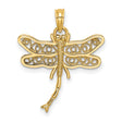 14k Yellow Gold Dragonfly Pendant with Filigree Wings, Nature-Inspired Symbol of Transformation and Hope