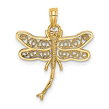 14k Yellow Gold Dragonfly Pendant with Filigree Wings, Nature-Inspired Symbol of Transformation and Hope