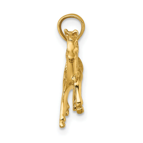 14k Yellow Gold Prancing Horse Pendant, Real Gold Equestrian Animal Charm for Women and Men