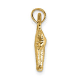 3-D Textured Arch Back and Raised Tail Cat Charm Pendant in Real 14k Yellow Gold