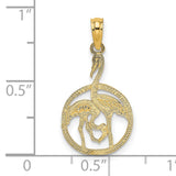 14k Yellow Gold Pendant with Two Herons in Circle Cutout Design, Nature-Inspired Bird Charm
