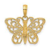 14k Yellow Gold Butterfly Pendant with Intricate Filigree Wings, Nature-Inspired Charm for Women