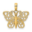 14k Yellow Gold Butterfly Pendant with Intricate Filigree Design, Nature Inspired Charm