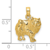 14k Yellow Gold Cat Pendant with Detailed Long-Haired Feline Design