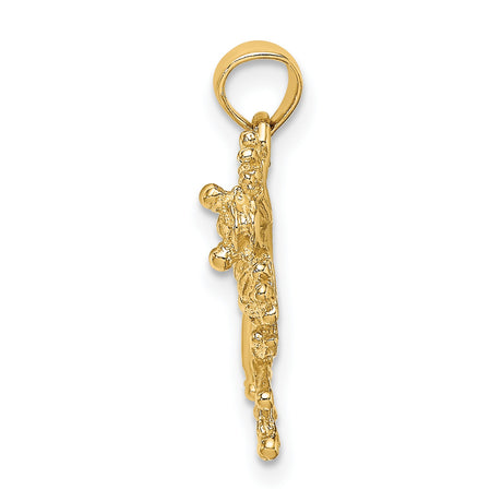 14k Yellow Gold Frog Pendant with Detailed Tree Frog Design, Nature Inspired Charm