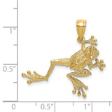 14k Yellow Gold Frog Pendant with Realistic Tree Frog Design, Nature-Inspired Animal Charm