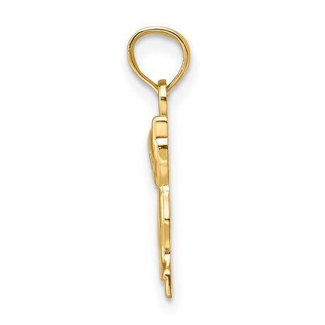 Mini Sitting Kitten Charm Pendant in Real 14k Yellow Gold