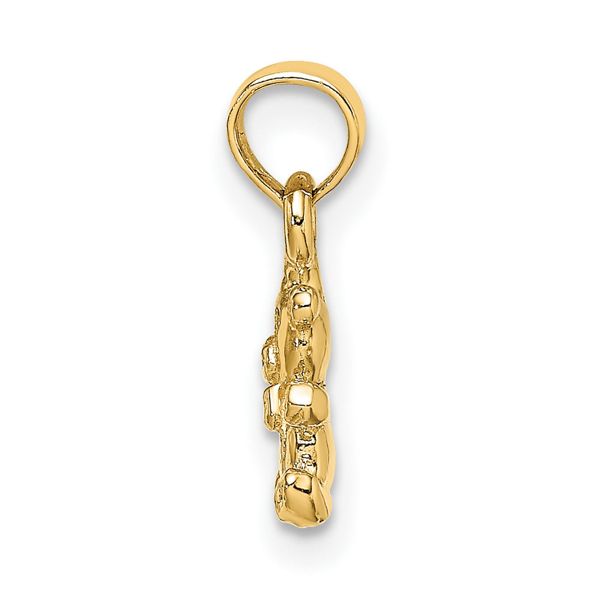 14k Yellow Gold Teddy Bear Pendant Charm with Bow Tie, Cute Animal Jewelry for Women or Baby