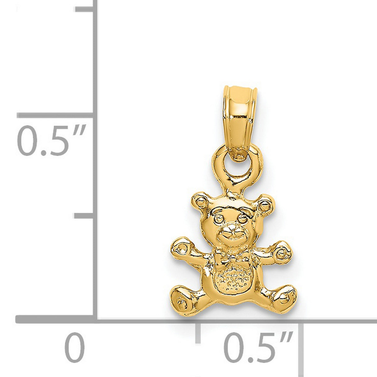 14k Yellow Gold Teddy Bear Pendant Charm with Bow Tie, Cute Animal Jewelry for Women or Baby