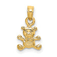 14k Yellow Gold Teddy Bear Pendant Charm with Bow Tie, Cute Animal Jewelry for Women or Baby