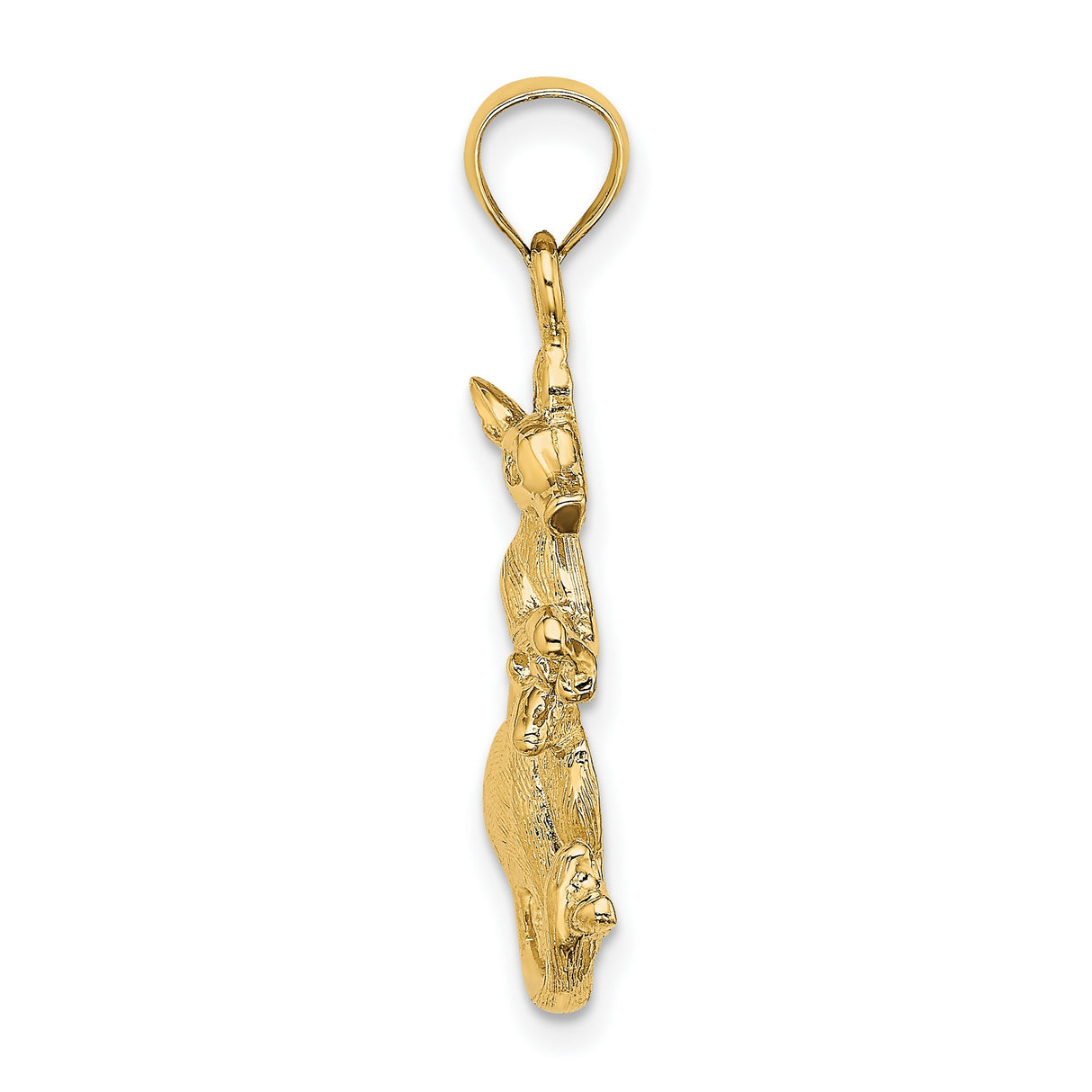14k Yellow Gold Kangaroo Pendant with Joey, Australian Wildlife Animal Jewelry