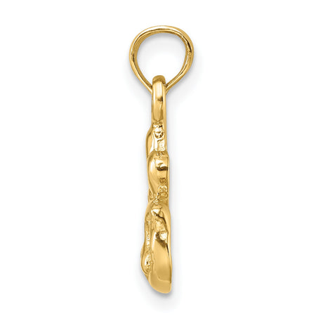 I LOVE MY CAT Charm Pendant in Real 14k Yellow Gold