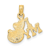 I LOVE MY CAT Charm Pendant in Real 14k Yellow Gold