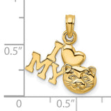 I LOVE MY CAT Charm Pendant in Real 14k Yellow Gold