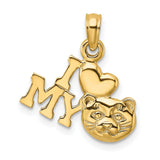 I LOVE MY CAT Charm Pendant in Real 14k Yellow Gold