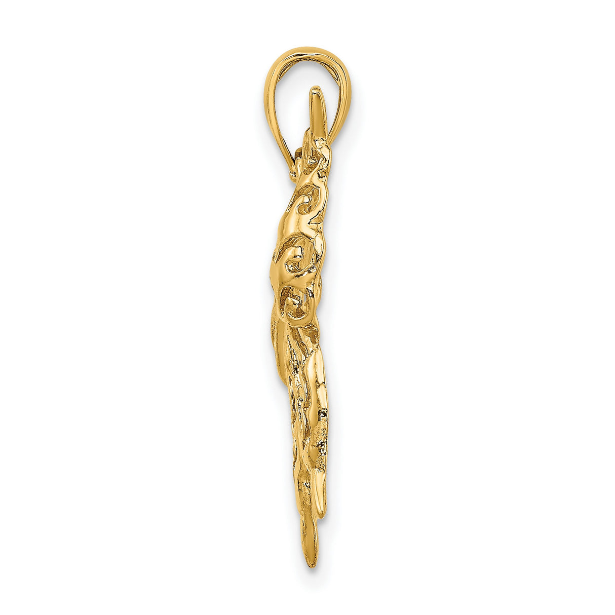 14k Yellow Gold Butterfly Pendant with Intricate Filigree Design for Women