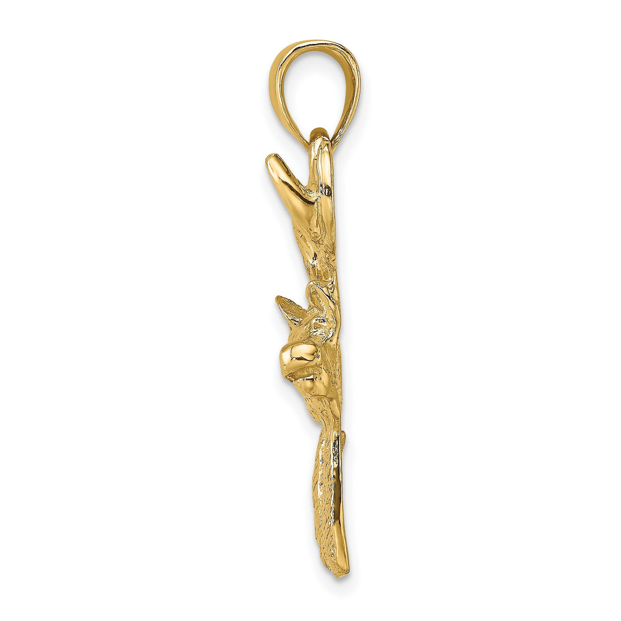 14k Yellow Gold Stag Head Pendant with Antlers, Nature and Wildlife Charm for Men