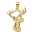 14k Yellow Gold Stag Head Pendant with Antlers, Nature and Wildlife Charm for Men