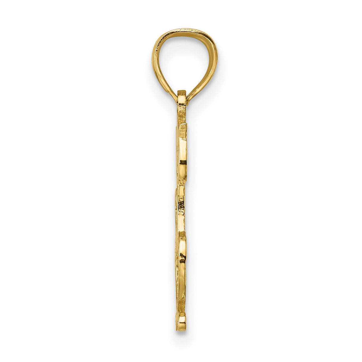 Cut-Out Engraved Cat Charm Pendant in Real 14k Yellow Gold