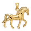 14k Yellow Gold Horse Pendant with Prancing Stallion Design, Equestrian Charm for Women or Unisex Wearers