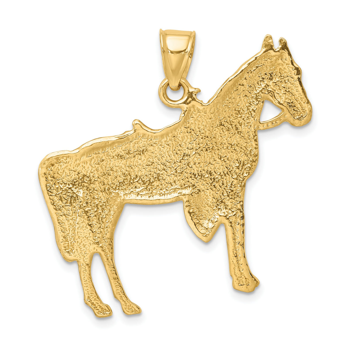 14k Yellow Gold Horse Pendant with Saddle and Bridle, Western Equestrian Charm
