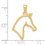 14k Yellow Gold Horse Head Pendant, Open Outline Equestrian Charm for Women or Unisex