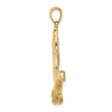 14k Yellow Gold Duck Pendant, Flying Mallard Waterfowl Charm, Animal Nature Theme